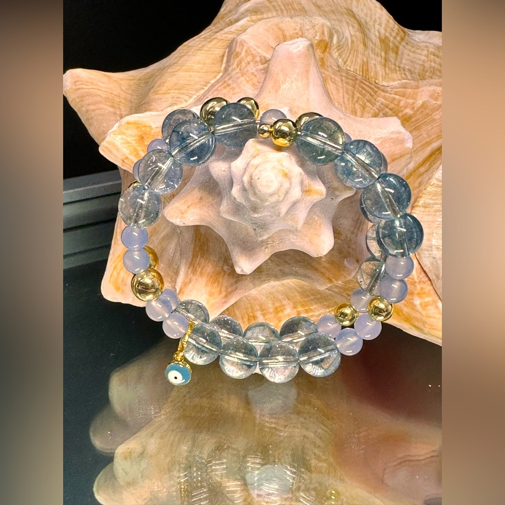 TOPAZ + CHALCEDONY MEMORY BRACELET Size 7” up to 7.5”